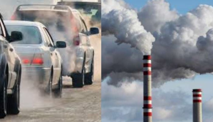 Pollutant PM2.5 is released from sources including vehicles, industries and household heating