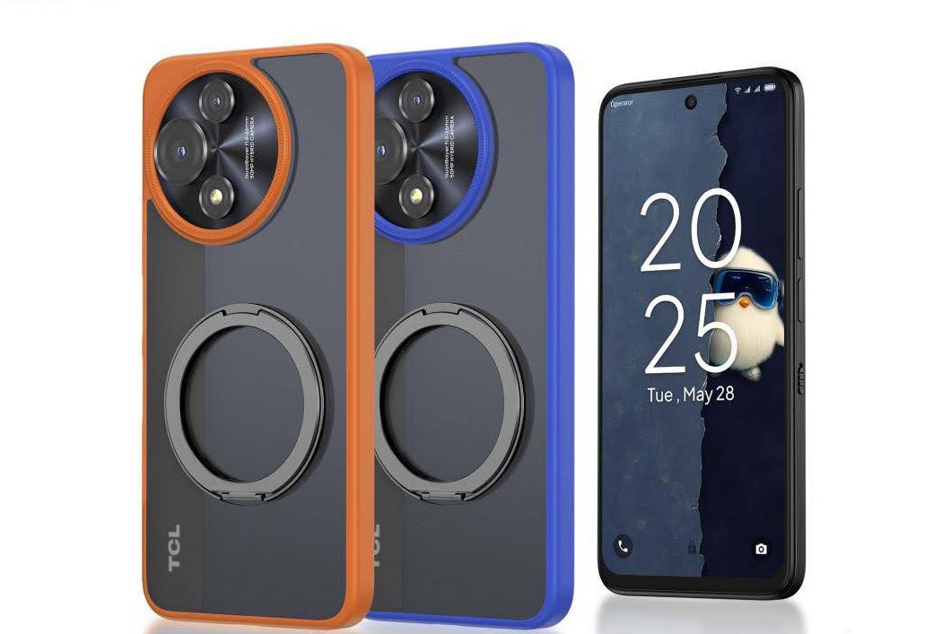 TCL Nxtpaper 5G Junior phone shown in two different colored cases