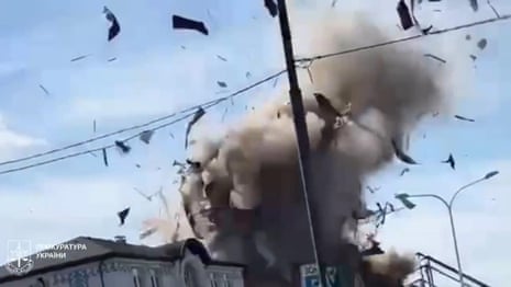 Moment Russian drone hits educational building in Kharkiv – video