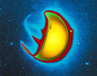 The first image of UV light from Earth's outer atmosphere, the geocorona, captured by the telescope designed and built by George Carruthers. The telescope captured the image while on the Moon during Apollo 16. Credit: G. Carruthers (NRL) et al./Far UV Camera/NASA/Apollo 16