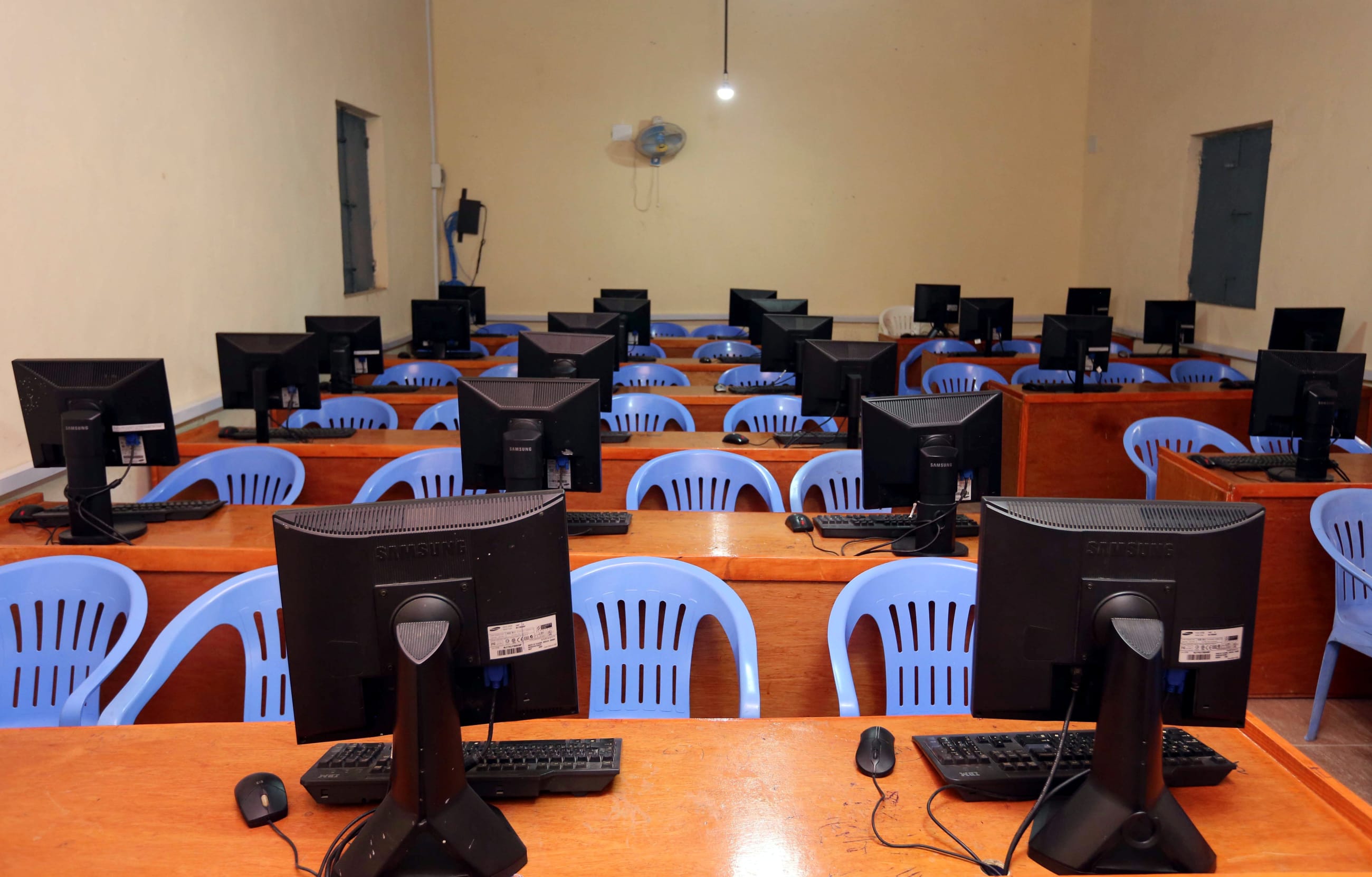 An empty computer science classroom is seen at the University of Somalia, in Mogadishu, Somalia, on July 13, 2017. Picture taken July 13, 2017.