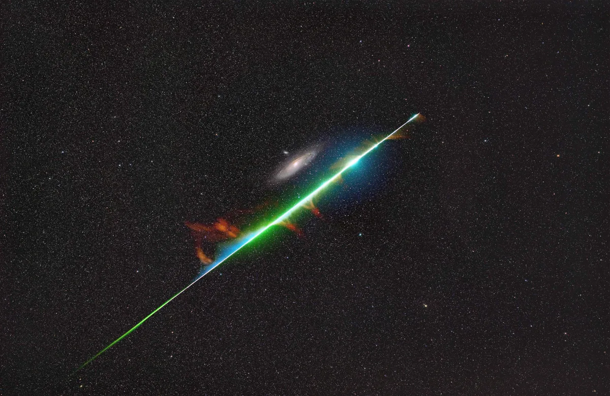 Encounter Across Light Years © Yurui Gong, Xizhen Ruan (all China). Sr Patrick Moore Prize for Best Newcomer. Equipment: Nikon Z 30 camera, 56 mm f/1.7, ISO 800, multiple 30-second exposures. Location: Zhucheng City, Shandong, China, 12 August 2024