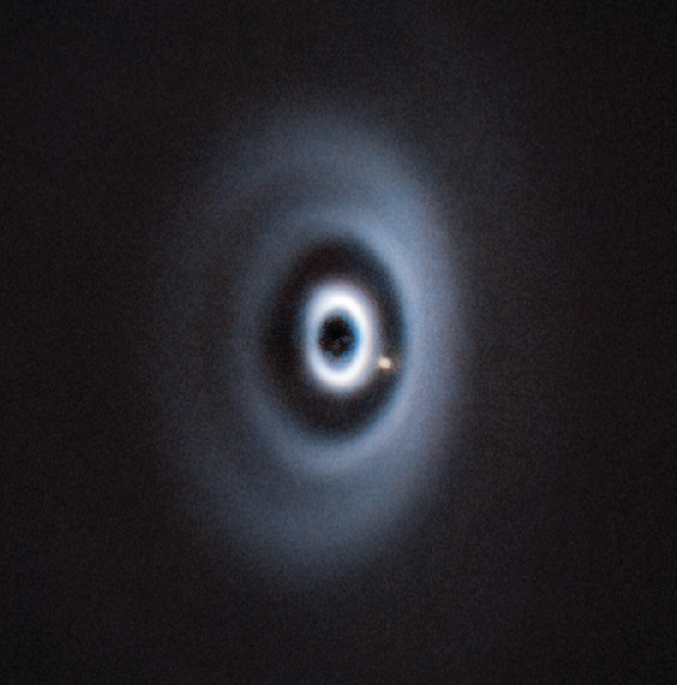 A newborn gas giant carving its gap