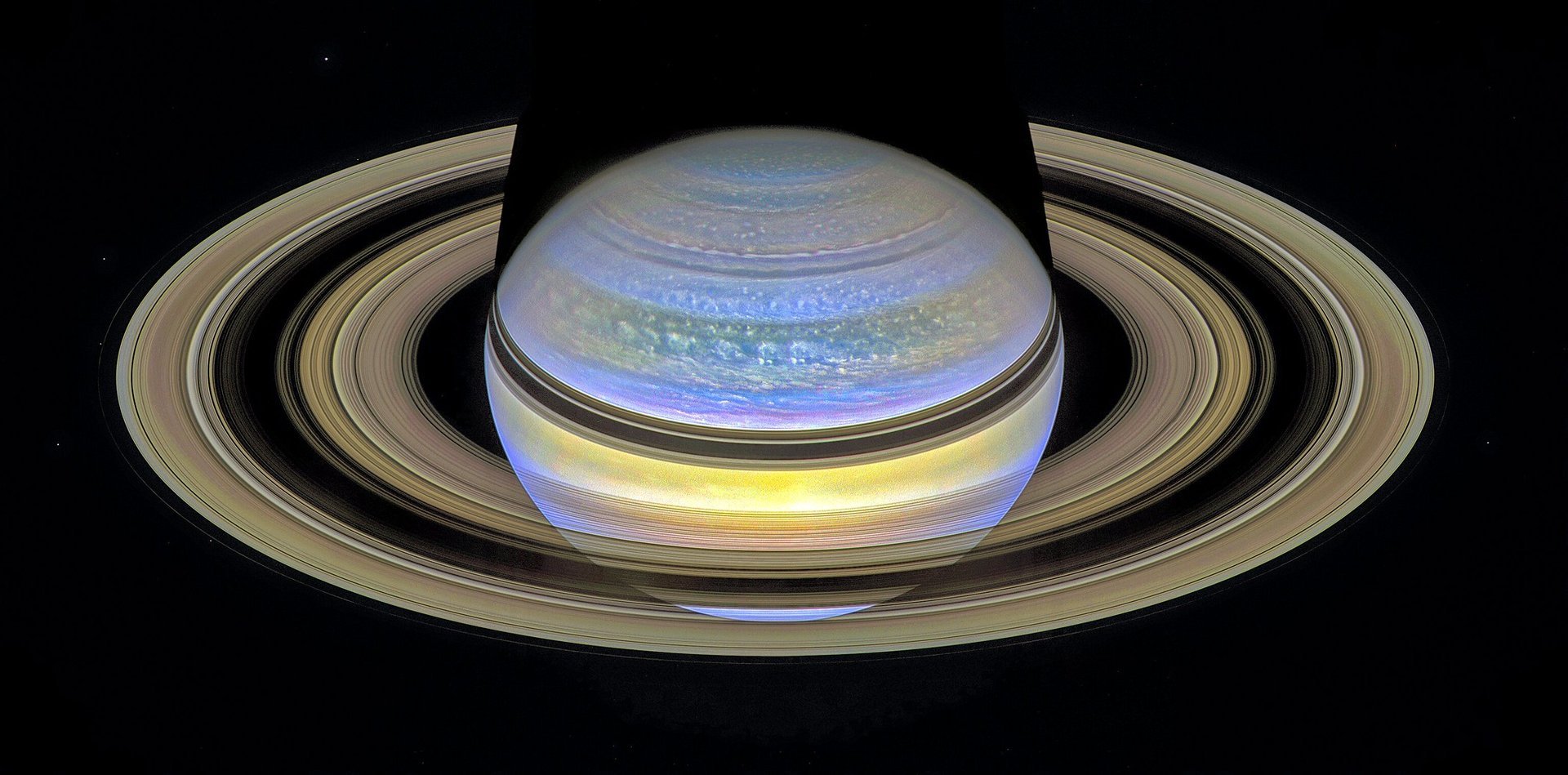 An enviable view of Saturn as captured by NASA's Cassini mission. Credit: NASA/JPL-Caltech/SSI reprocessing by Kevin M. Gill/Thomas Thomopoulos.
