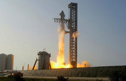 SpaceX's Starship lifts off from Boca Chica on an uncrewed test flight, before promptly exploding in April, 2023
