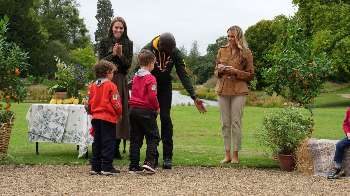 U.S. first lady Melania Trump and Britains Catherine, Princess of Wales, meet with UK Scouts at Frogmore House in Windsor, Britain, on Thursday, September 18, 2025. Andrew Testa/Pool via REUTERS
