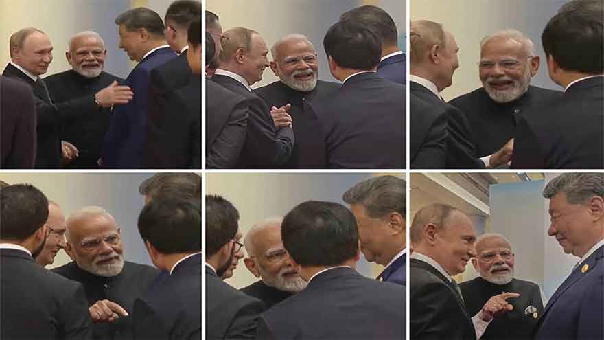 Modi’s laughter meets Putin’s grin and Xi’s measured smile as the trio huddle