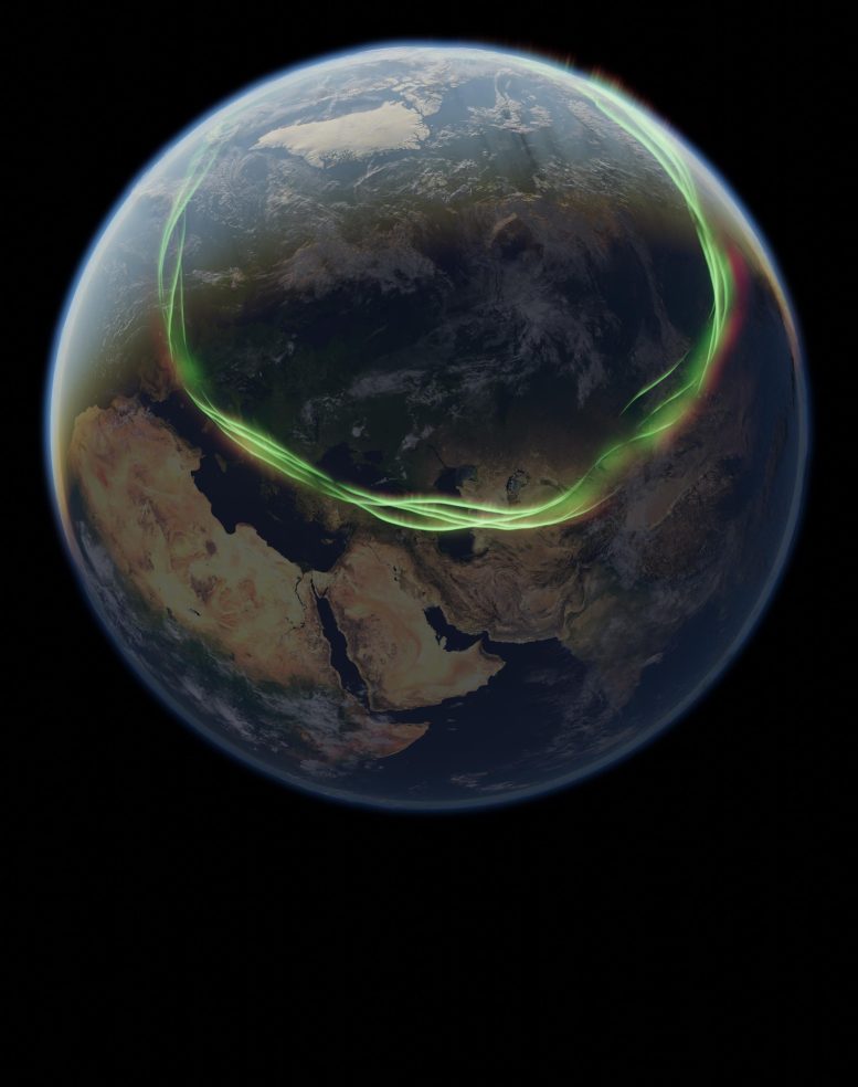 Aurora Ring Encircling Earth in Artistic Rendering