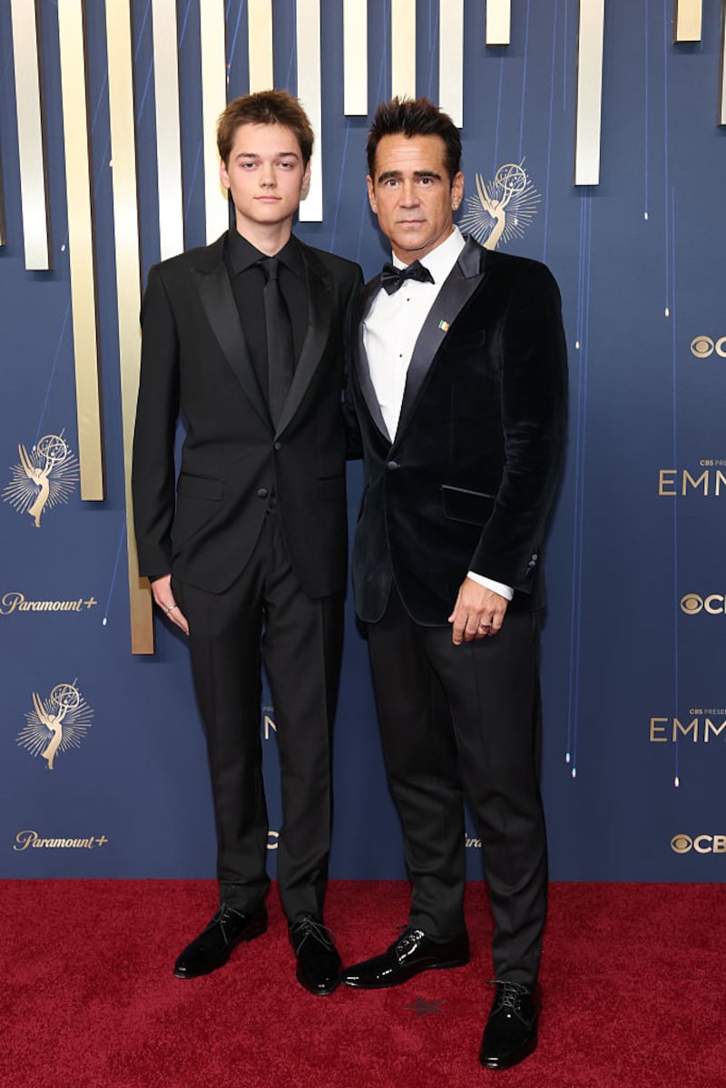Emmy Awards: Colin Farrell with his son Henry. Photograph: Amy Sussman/Getty Images