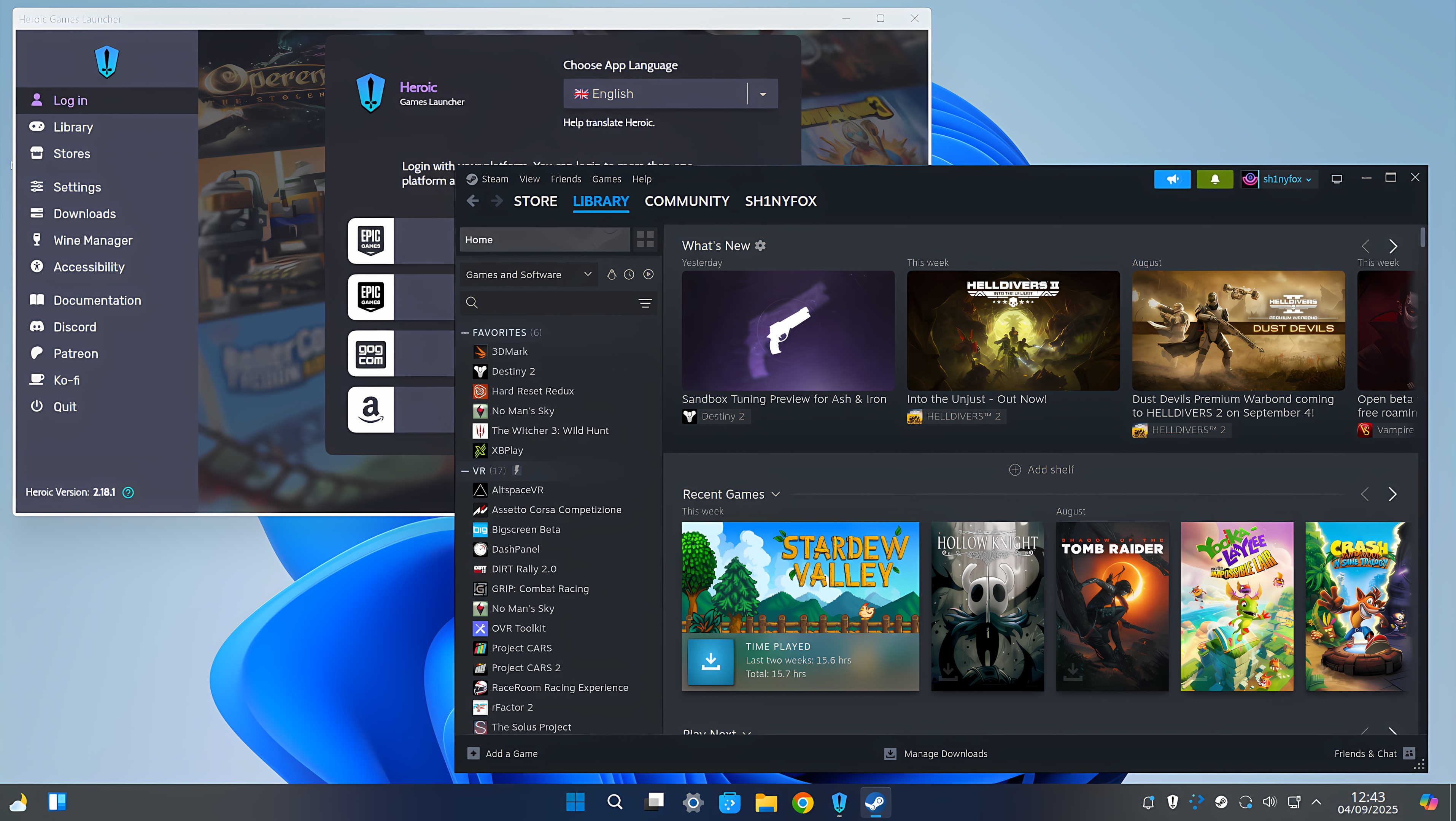 WINUX comes with Heroic for Epic Games and GOG, as well as Steam pre-installed.