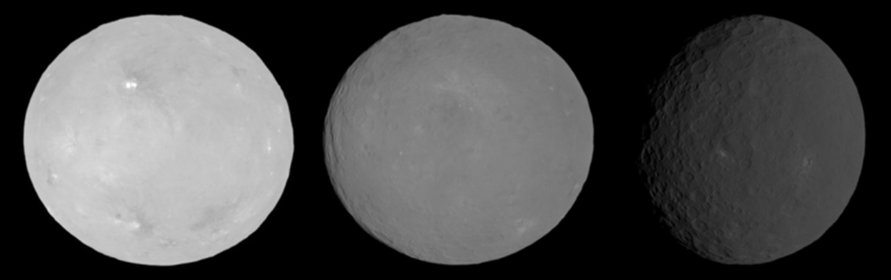 The Opposition Surge effect, seen in this series of images of 1 Ceres taken by NASA's Dawn spacecraft. Credit: NASA/Dawn