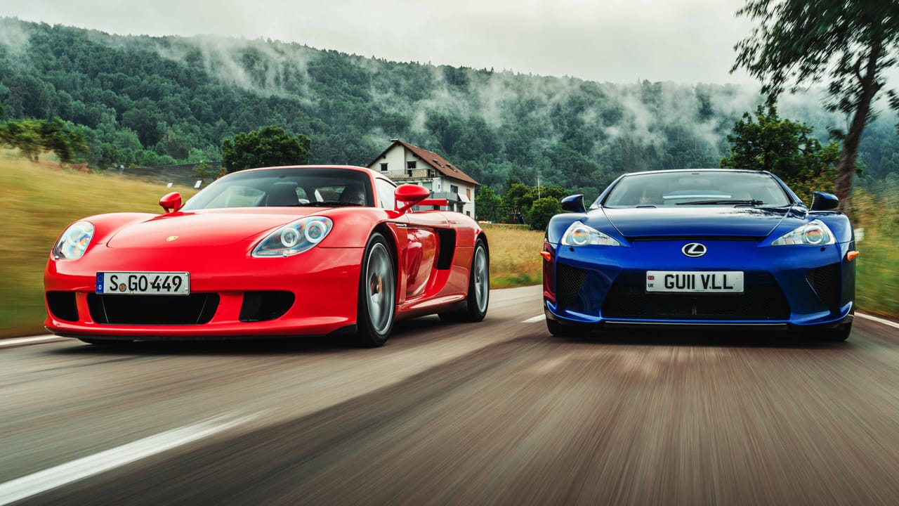 Flat out in the best ever V10s: Porsche Carrera GT and Lexus LFA