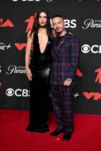 Valentina Ferrer, J Balvin at the MTV Video Music Awards 2025 held at UBS Arena on September 07, 2025 in New York, New York.