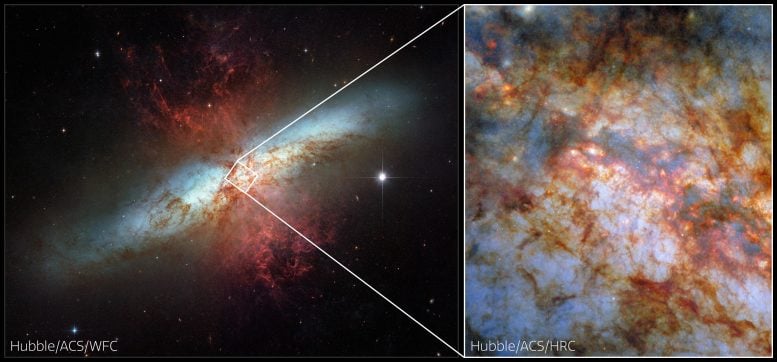 Messier 82 (M82) Cigar Galaxy Heart