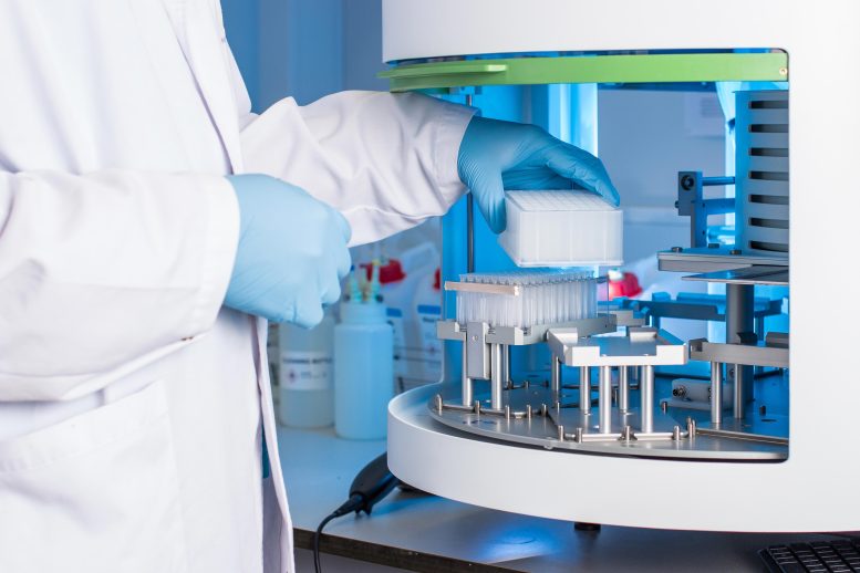 Researcher Handling Lab Samples