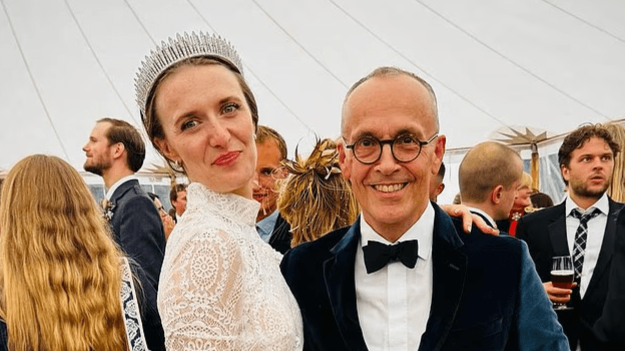 Congratulations! Lord Hugh Carnegie, son of the Duke of Fife, ties the knot as his motor car scion bride dons a historic family tiara