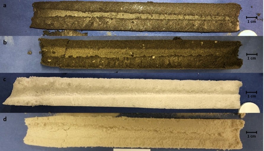 Image of the borehole the laser dug through some of the samples. Credit - M. Koßagk et al