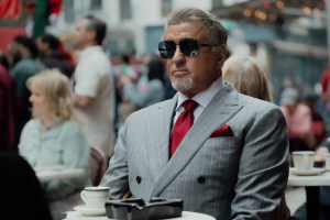 Sylvester Stallone as Dwight Manfredi in the Paramount+ original series TULSA KING. Photo Credit: Atsushi Nishijima/Paramount+. ©2025 Viacom International Inc. All Rights Reserved.