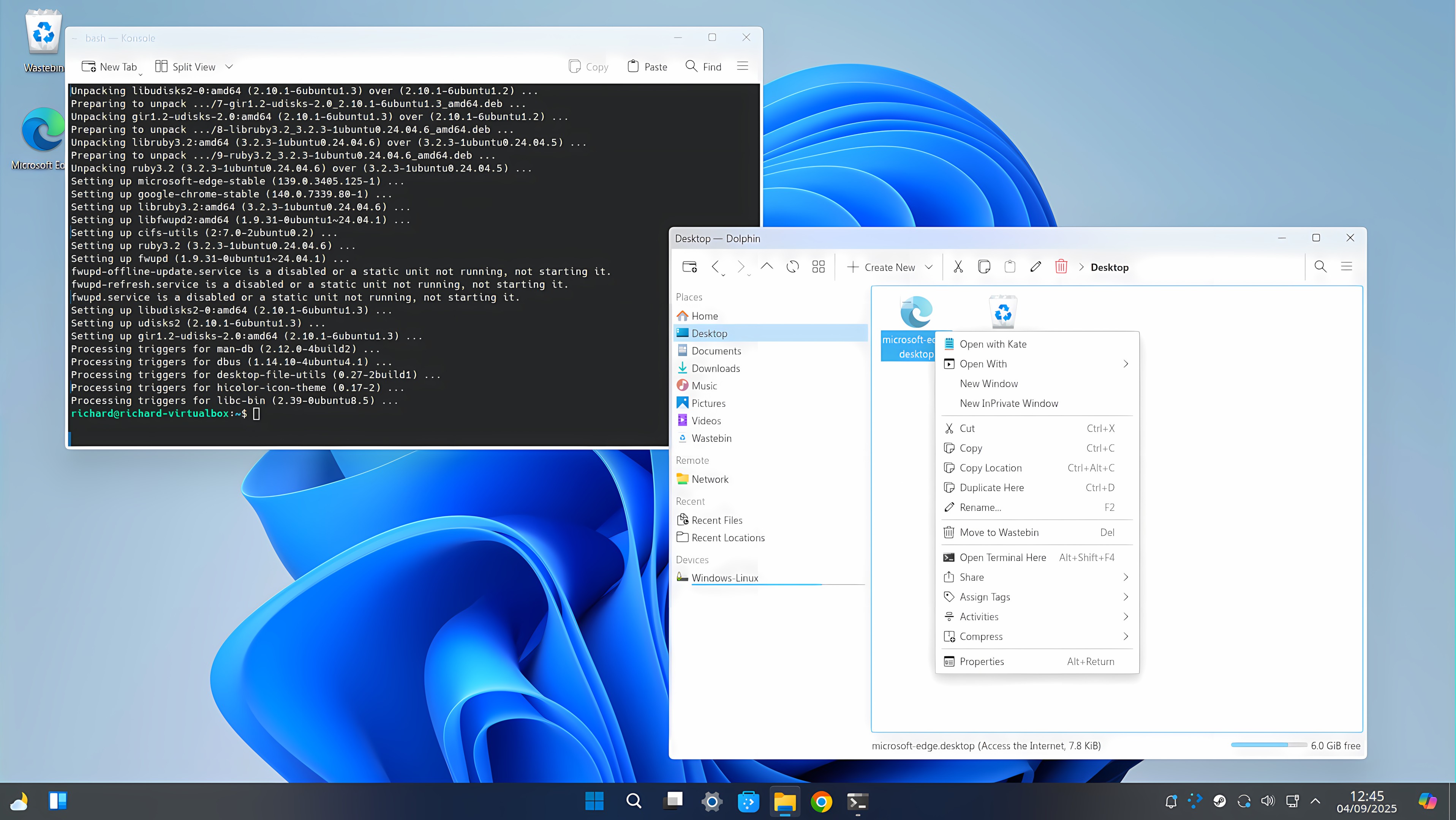 The WINUX UI closely resembles Windows 11 thanks to extensive theming across the board. 