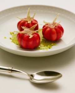 Yannick Alléno's Tomatoes, Granville illusion dessert for Monsieur Dior