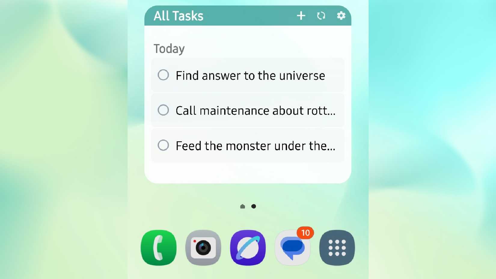 A list of objectives to do in the TickTick To Do List & Calendar widget on the home screen of a phone