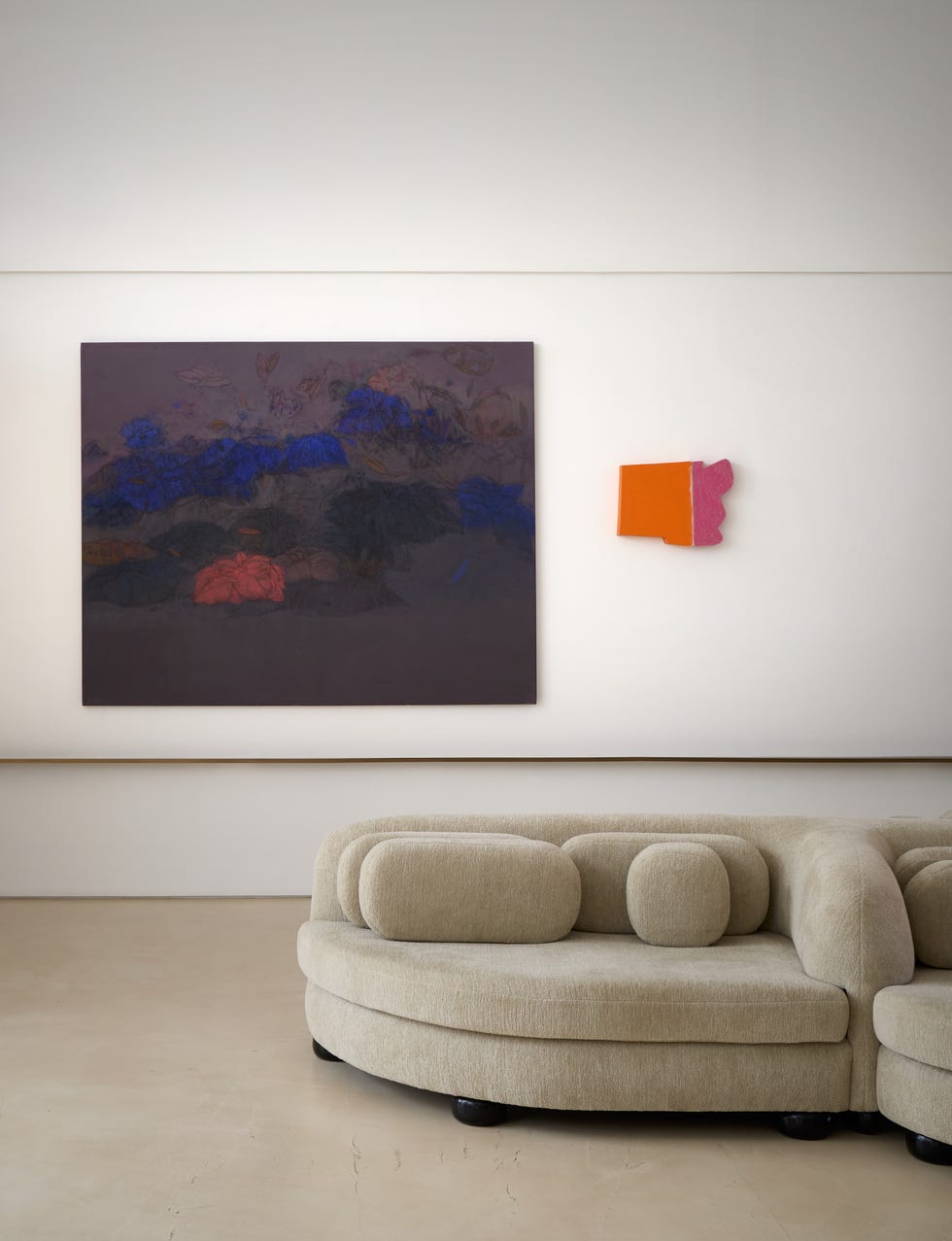 art and sofa in an exhibition