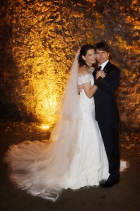 Katie Holmes wears her Giorgio Armani-designed wedding dress.