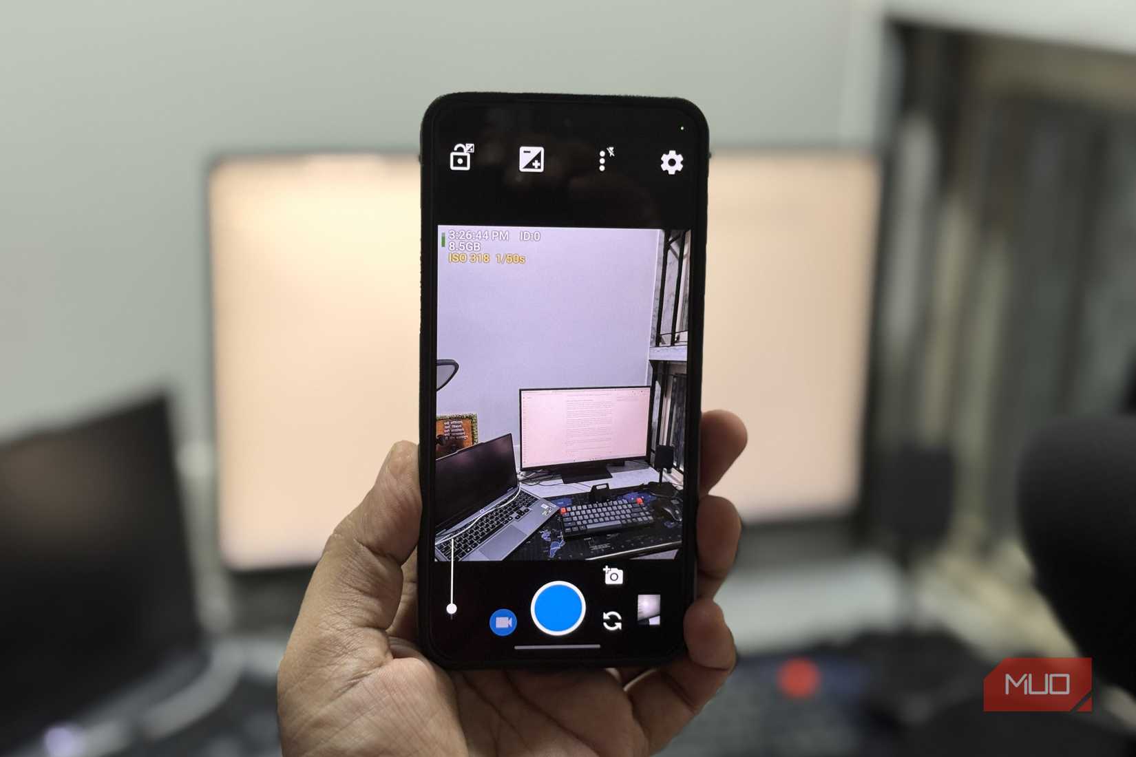 Camera on Android phone in hand