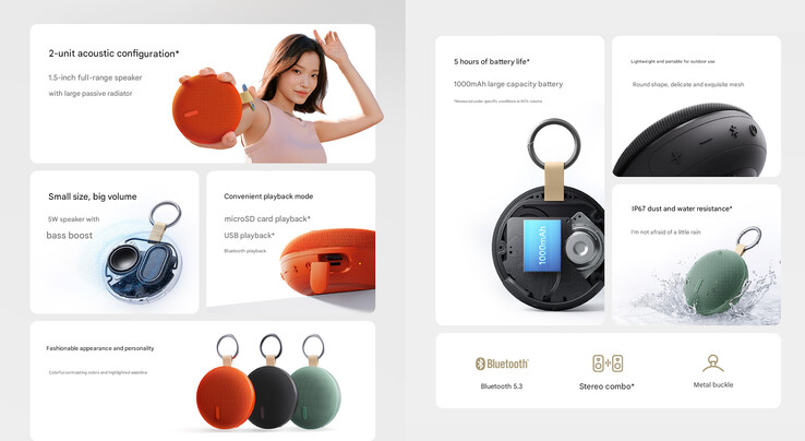 Main highlights of the Redmi Bluetooth Speaker 2 (Image source: Xiaomi - machine translated)