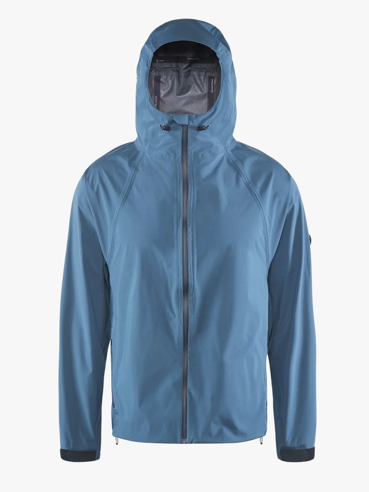 Rain jacket on a flat background.