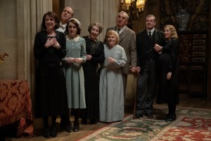 4226_D006_00328_R(L to R) Raquel Cassidy stars as Miss Baxter, Kevin Doyle as Mr. Molesley, Sophie McShera as Daisy Parker, Phyllis Logan as Mrs. Hughes, Lesley Nicol as Mrs. Patmore, Jim Carter as Mr. Carson, Brendan Coyle as Mr. Bates and Joanne Froggatt as Anna Bates in DOWNTON ABBEY: The Grand Finale, a Focus Features release.Credit: Rory Mulvey / © 2025 FOCUS FEATURES LLC