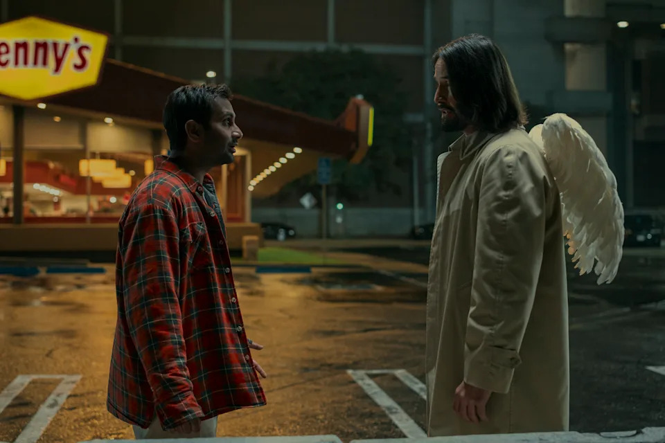 Aziz Ansari as Arj and Keanu Reeves as Gabriel in Good Fortune. Photo Credit: Eddy Chen