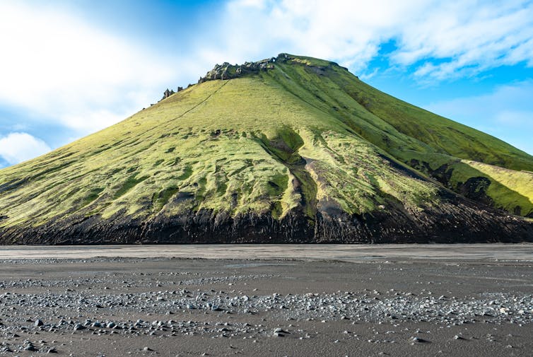 Maelifell Volcano, Iceland. It is situated in the Mýrdalsjökull glacier, which covers the central part of the Katla caldera.