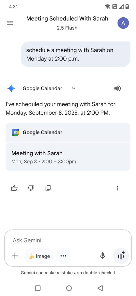 Screenshot showing how to schedule a meeting in Google Calendar with Gemini