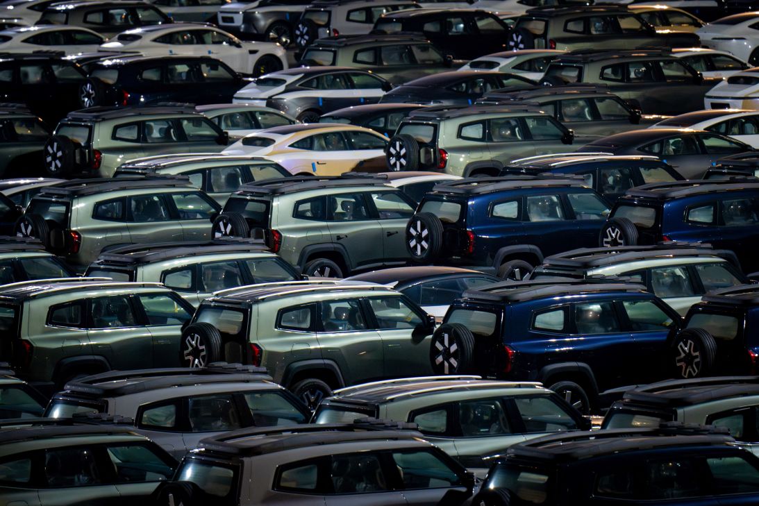 Cars made by Changan Automobile are seen at the company's vehicle distribution center in Chongqing on February 10.