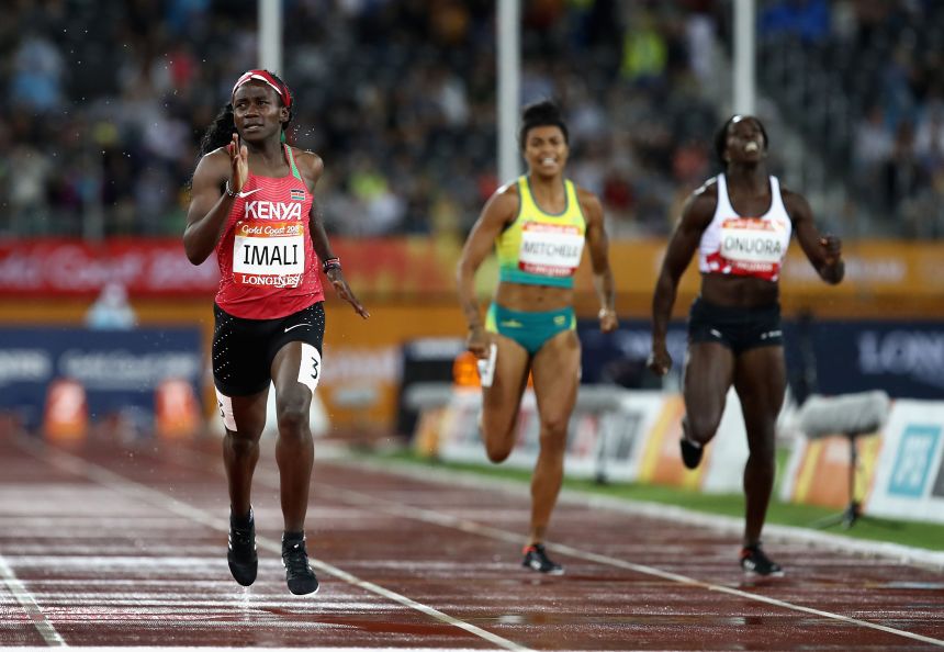 Maximila Imali of Kenya competes in during the Women's 400m semifinals at the Gold Coast 2018 Commonwealth Games in Australia.