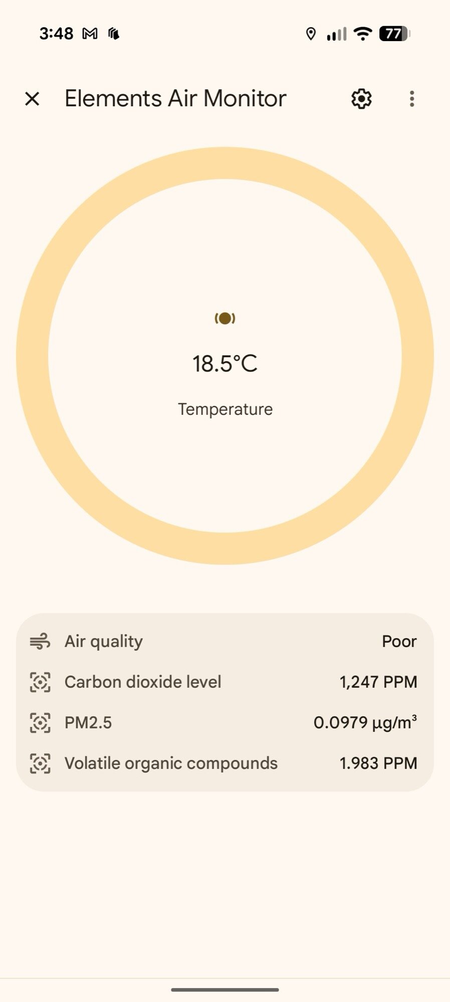 google home app air quality monitor sensors