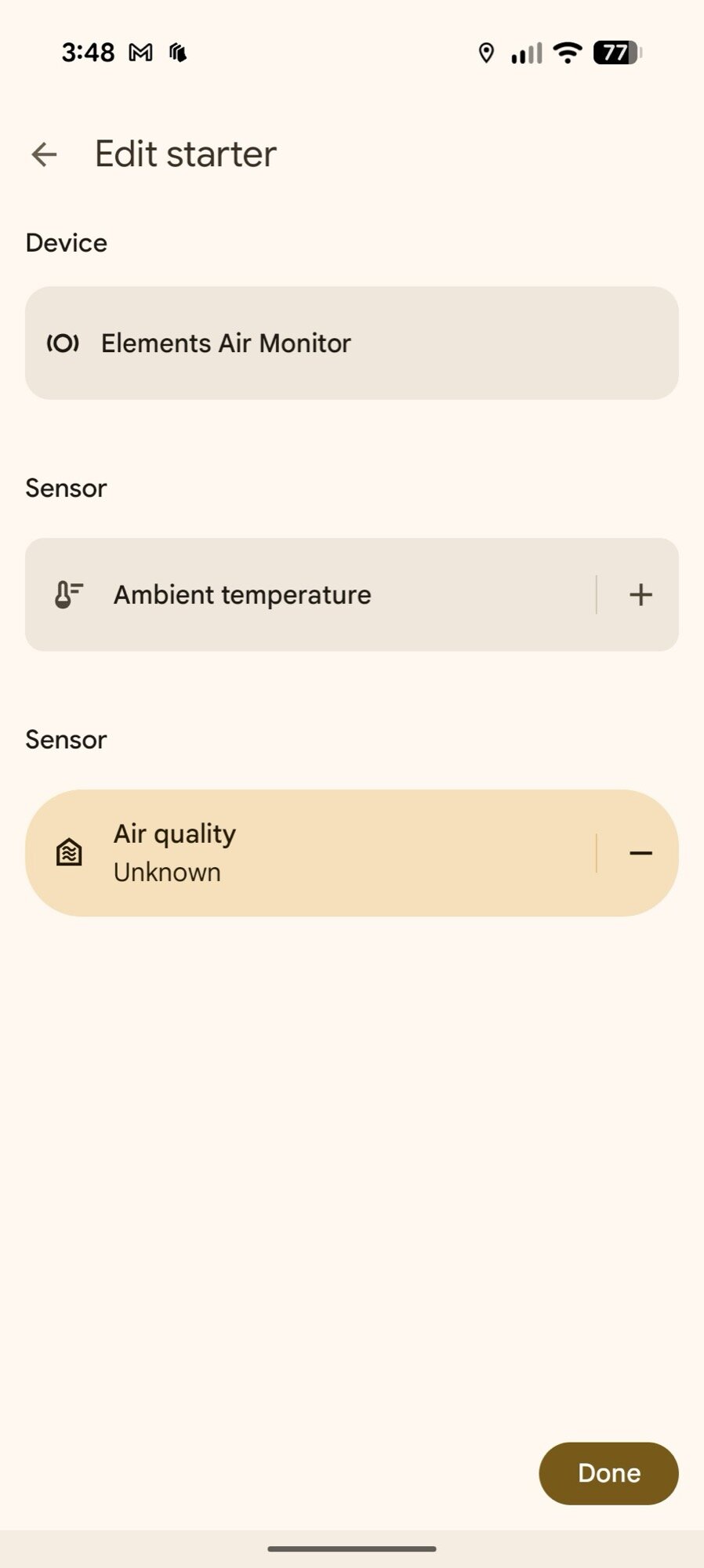 google home app screenshot automation editor new starter air quality monitor 1