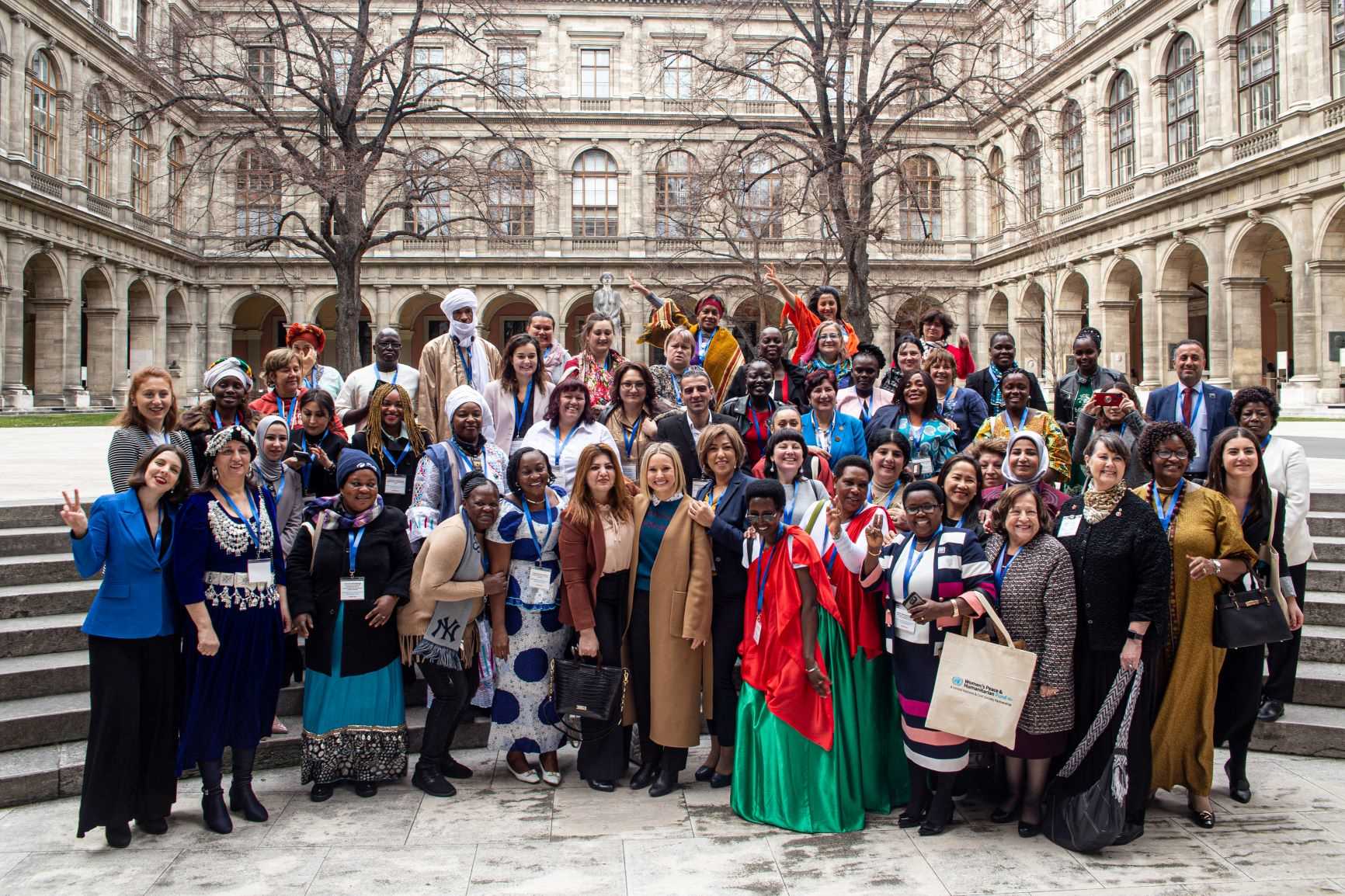 Kristen Bell with the United Nations Women’s Peace & Humanitarian Fund team, spotlighting their global efforts to support women in crisis-affected communities. Image: Supplied
