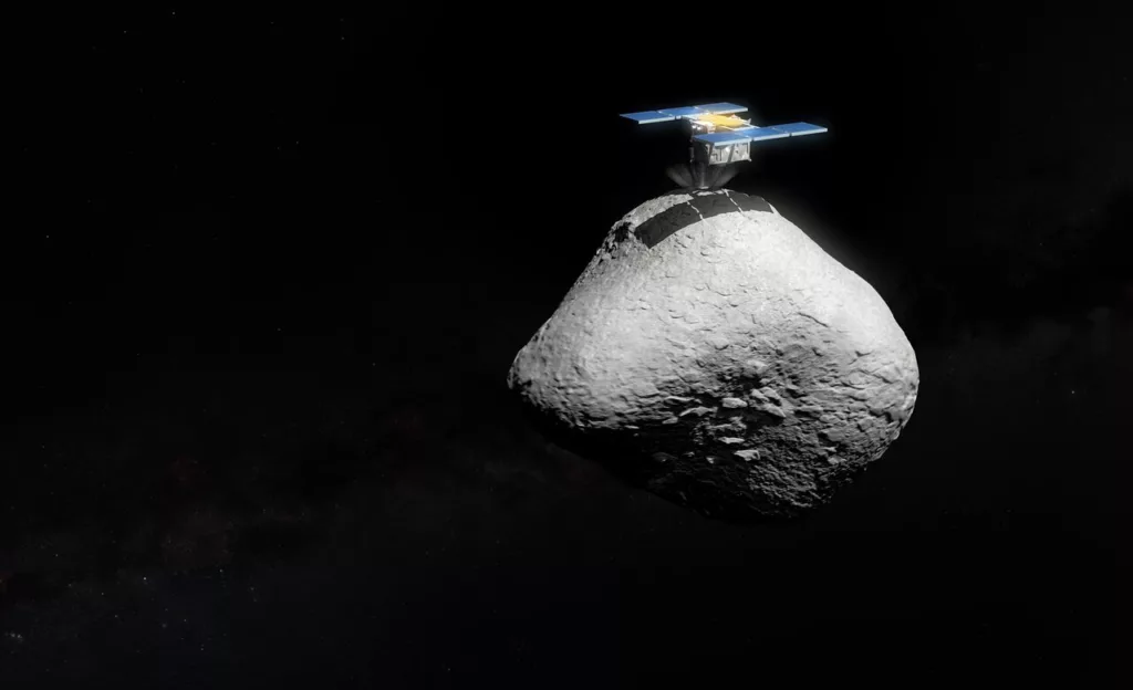 Artist’s impression of Hayabusa2 touching down on asteroid 1998 KY26