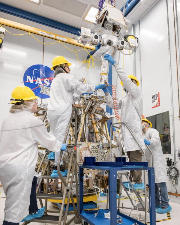 Engineers assembling VIPER moon rover