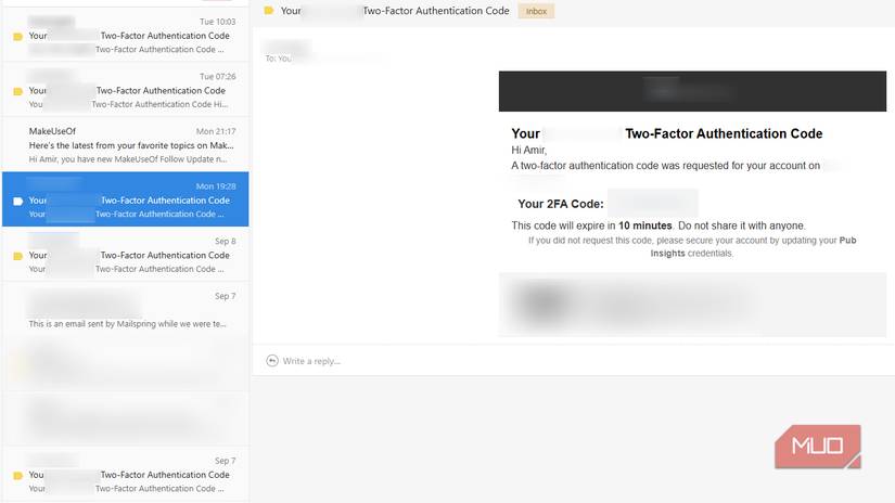 Inbox cluttered with 2FA codes