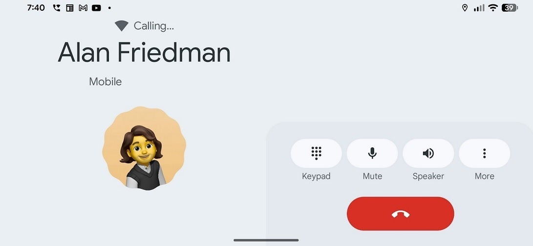 On a call in landscape mode. | Image credit-PhoneArena - Google's Phone app has some Pixel users disoriented