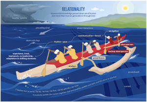 illustration of people paddling a canoe