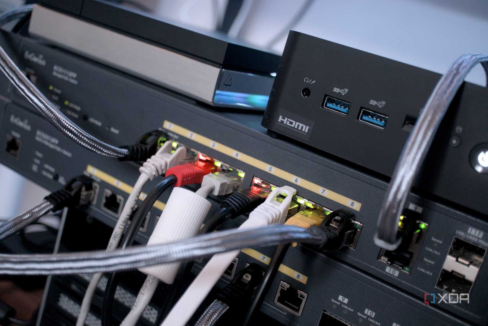 A Network switch with a NAS and a router