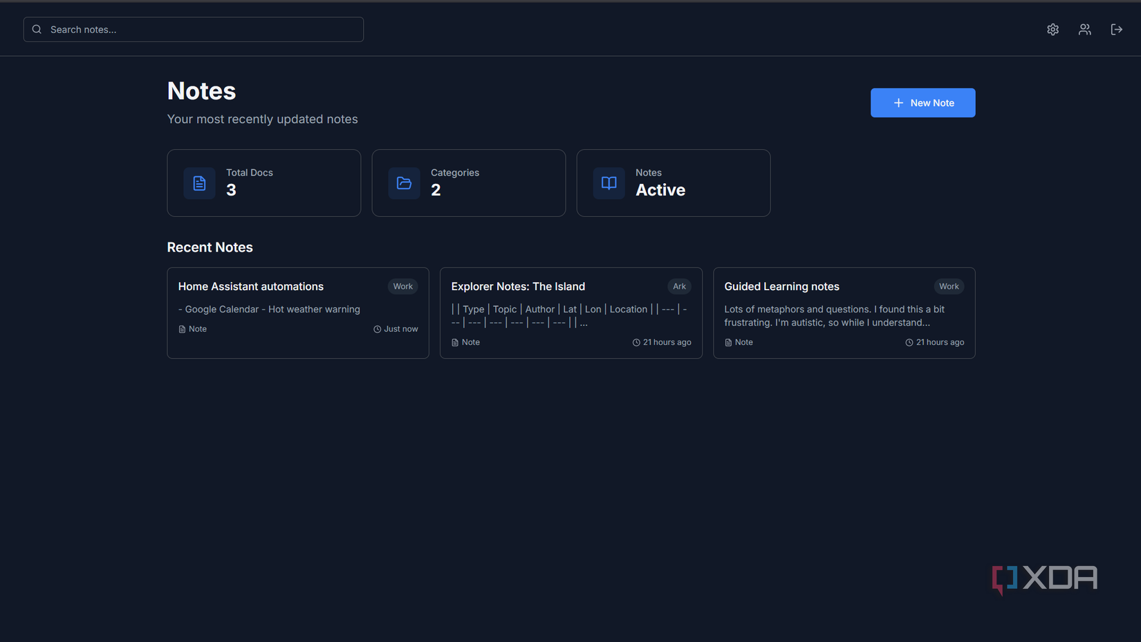 notes dashboard in rwmarkable