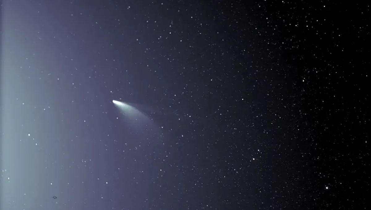 Parker Solar Probe image of comet NEOWISE, 5 July 2020, captured using the spacecraft's WISPR instrument. Credit: NASA/Johns Hopkins APL/Naval Research Lab/Parker Solar Probe/Brendan Gallagher