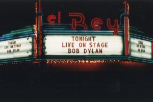 LOS ANGELES, CA - DECEMBER 17: Bob Dylan marquee at the El Rey Theatre in Los Angeles, California on December 17, 1997. (Photo by Jim Steinfeldt/Michael Ochs Archives/Getty Images)
