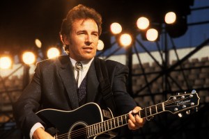 Bruce Springsteen performs on stage on the 'Tunnel of Love' tour at Feijenoord Stadion, De Kuip, Rotterdam, Netherlands, 28th June 1988. (Photo by Rob Verhorst/Redferns)