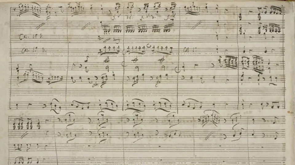 Manuscript page of 'Salve Regina' by Johann Christian Bach, handwritten musical notation housed in the British Library.